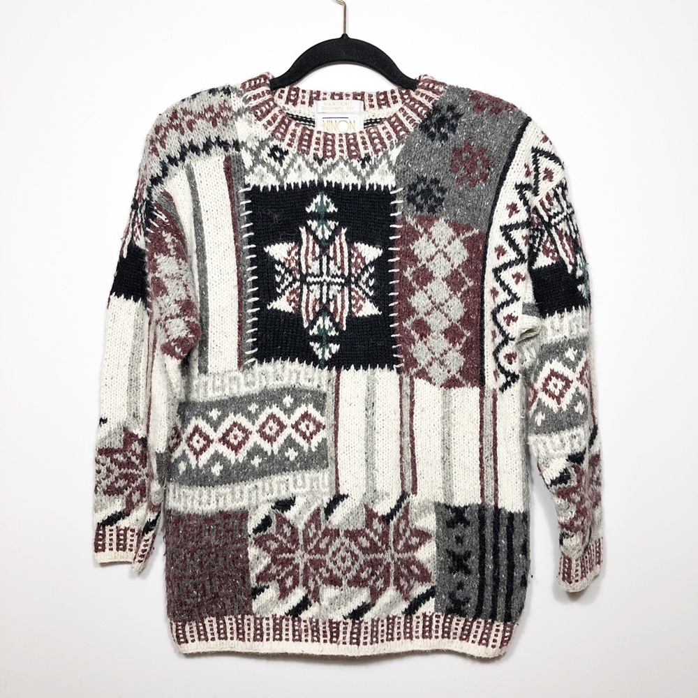 Ninon de Lenclos Handknit Wool/Angora Sweater Sz S